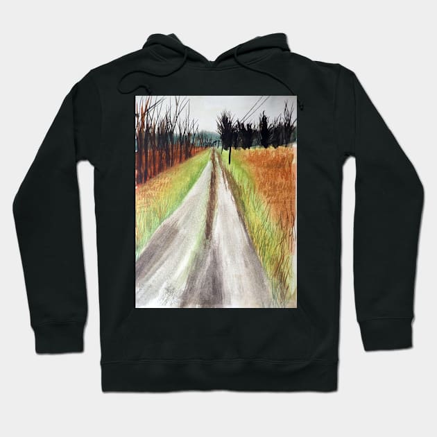 Country Landscape Watercolor Hoodie by julyperson